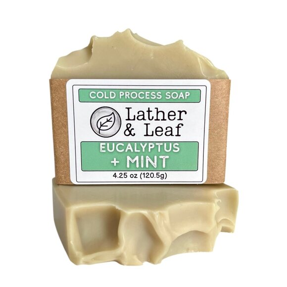 Eucalyptus + Mint Cold Process Soap Natural Handcrafted Artisan Soap Bar - Picture 1 of 4